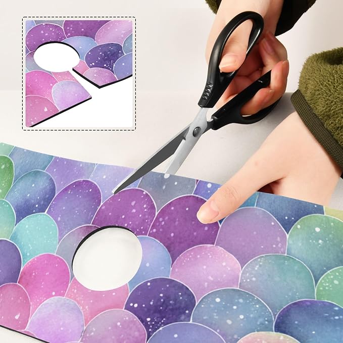 Kitchen Sink Splash Guard 1 PC 14.7 Inch Sink Faucet Mat Splash Guard for Bathroom Countertop Water Absorbent Foldable Cuttable Soft Washable Watercolor Mermaid Scales Colors