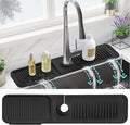 Kitchen Sink Splash Guard,5°slope sink splash guard behind faucet，24in Faucet Mat Splash Catcher，Longer Silicone Sink Mat，Mat Protectors for Kitchen Sink (Black, XL)