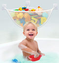 Bath Toy Holder Corner, Kids Bath Toy Net for Tub, Bathtub Holder Basket, Storage Bin Hammock Organizer, Shower Caddy Hanging Mesh Bag, Baby Bathroom Storage with 3 Suction Cups 3 Adhesive Wall Hooks