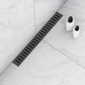 Linear Shower Drain 24 inch, Floor Drain with Removable Pattern Grate, 304 Stainless Steel Rectangular Linear Drain with Hair Strainer, CUPC Certified, Matte Black, SD-104