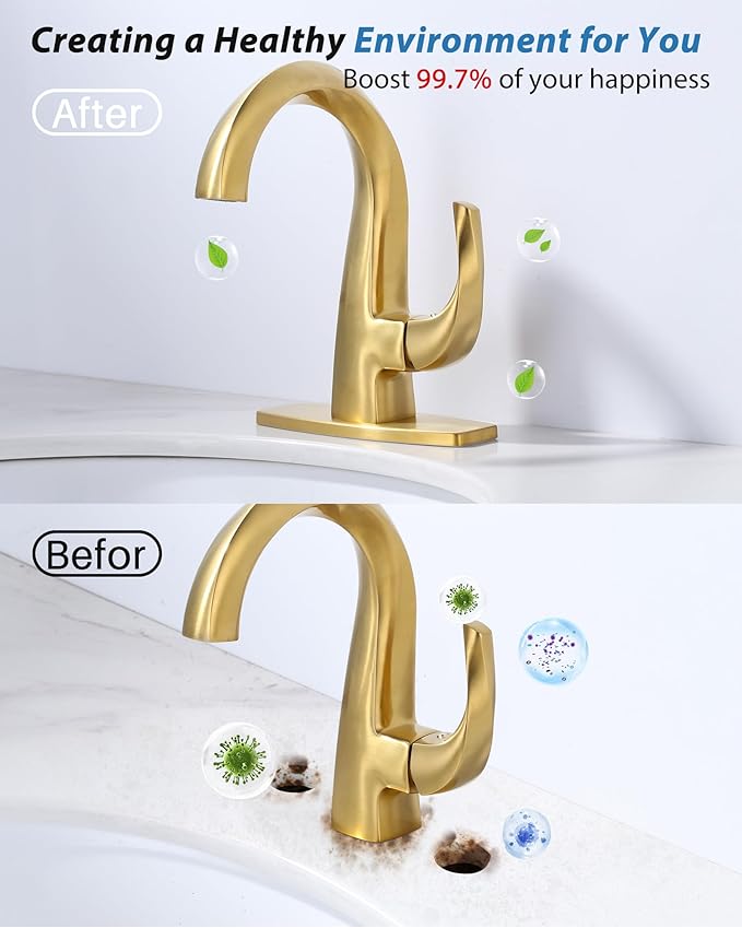 6" Sink Faucet Hole Cover: Deck Plate for Bathroom Vanity Sink - Faucet Brushed Gold Escutcheon Plate Stainless Steel Outside Faucet Cover Cap Rectangle Mixer Tap