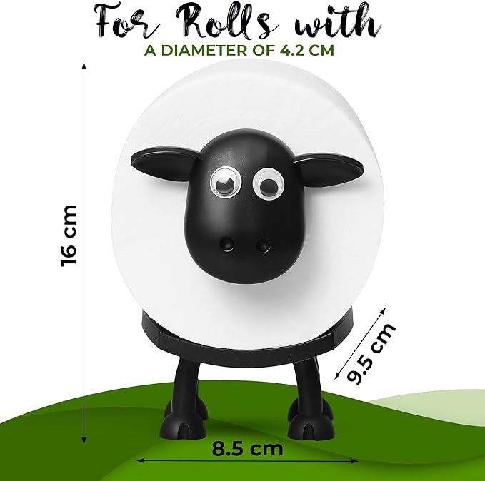 VELENTI Sheep Toilet Roll Holder - Funny Toilet Paper Holder Free Standing Bathroom Set - 3D Printed Black Sheep Loo Roll Holder - Hilarious Tissue Paper Roll Storage - Cute Bathroom Decor - Set of 1