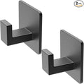 PMMASTO Adhesive Hooks Towel Hooks - 2 Pack Aluminum Wall Hooks Towel Hanger Shower Hook for Bathroom, Bedroom and Kitchen-Black
