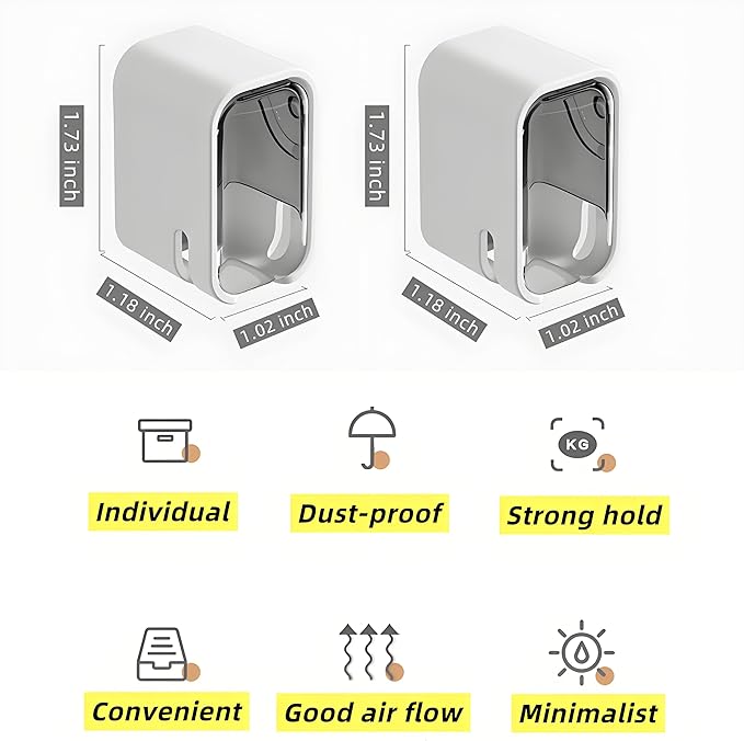 Electric Toothbrush Holder Wall Mounted for Bathroom, Toothbrush Holders with Cover for Shower, Single Slot Toothbrush Storage Organizer for Family and Travel (2 Grey)