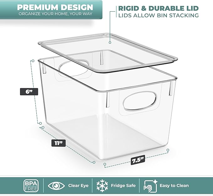 Sorbus Large Clear Plastic Storage Bins with Lids, Clear Stackable Storage Bins, Laundry Room Organizer Bins, Office, Classroom, Playroom, Bathroom, Laundry Room Organization and Storage (8 Pack)