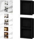 Homevacious Bathroom Wall Niche 14"X34"(14"x14"+14"x20") XPS Shower Niche Insert Tile Ready Triple Waterproof Shelf Black Recessed Shower Boxes with Removable Shelf for Bathroom Storage