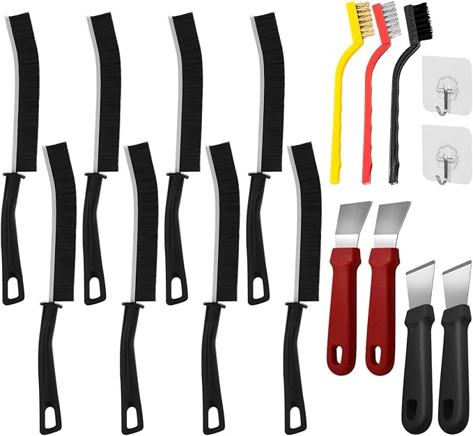 17pcs Crevice Cleaning Brush Set, Bristle Corner Cleaning Brush Set Household Use for Kitchen, Bathroom, Corner, Grout, Sink, Cup(Black)