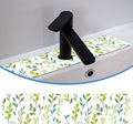 Faucet Mat for Kitchen Sink Color Art Leaves Grass, Soft Diatom Mud Material, Strong Water Absorption, Non-slip, Easy to Clean for Bathroom, Kitchen 23.5"X5.5"