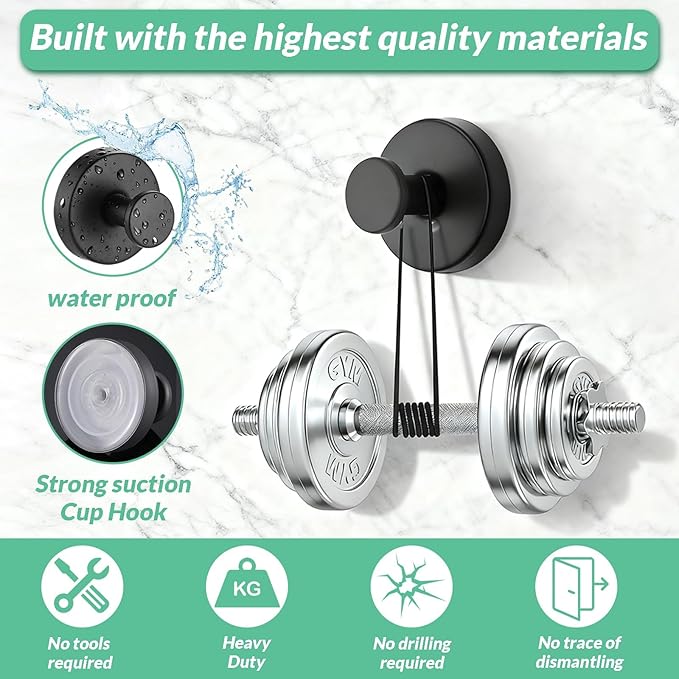 Eyesoul Hold No-Drill Hook Stainless Steel Waterproof Suction Cup Hooks for Shower Bathroom Kitchens Hanging Towels Suction Cup Hooks