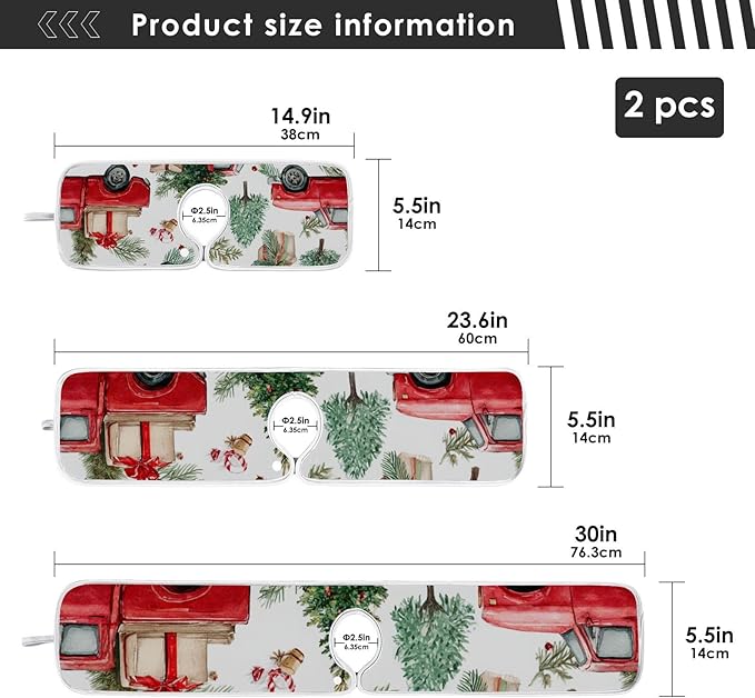 Sink Faucet Absorbing Mat Kitchen Sink Splash Guard Splash Faucet Drip Catcher for Bar RV Bathroom 2PCS 14.9x5.5in Watercolor Christmas Trees and Trucks Box