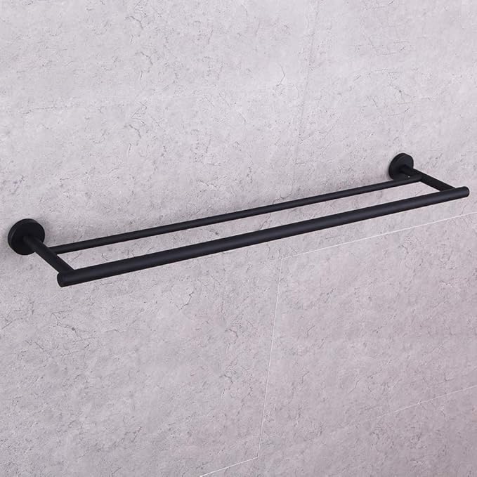 GERZWY 36-Inch Bathroom Double Towel Bar SUS 304 Stainless Steel Bath Towel Bar Matte Black Modern Style Wall Mount AG1102C92-BK