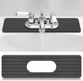an Oval Hole Gray Faucet Mat for Kitchen Sink 17.32" x 4.6" Kitchen Faucet Absorbent Mat Diatomite Splash Guard for Sink Quick Drying Stone Drip Catcher for Bathroom Counter