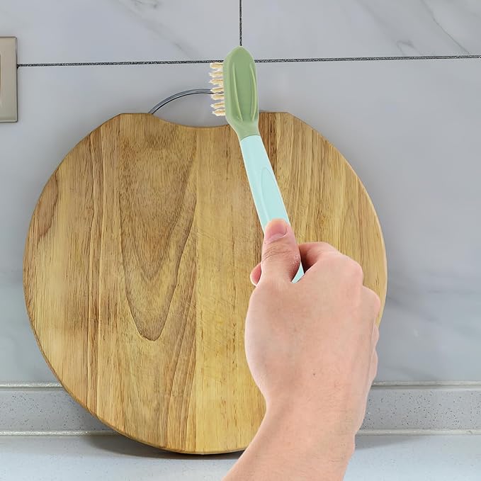 MERRYHAPY Crevice Cleaning Brush 2-in-1 Double-Headed Scraper with Hard Bristles for Bathroom Toilet and Kitchen Stove, Green Gap and Corner Cleaning Tool for Sink and Sliding Door Tracks