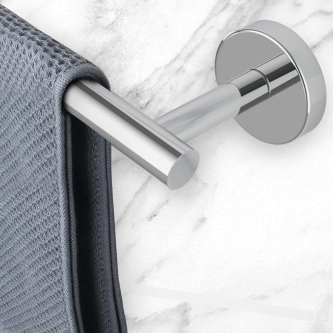 Newfun 24 Inch Polished Chrome Bathroom Towel Bar, 2 Pieces Towel Racks for Bathroom SUS304 Thicken Stainless Steel Towel Holder