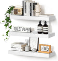 Floating Wall Shelves 24x6.8x1.7 Inch – Solid Wood Rustic Shelves in White Finish – Wall Mounted Display Shelf for Bathroom, Kitchen, Bedroom – Set of 3