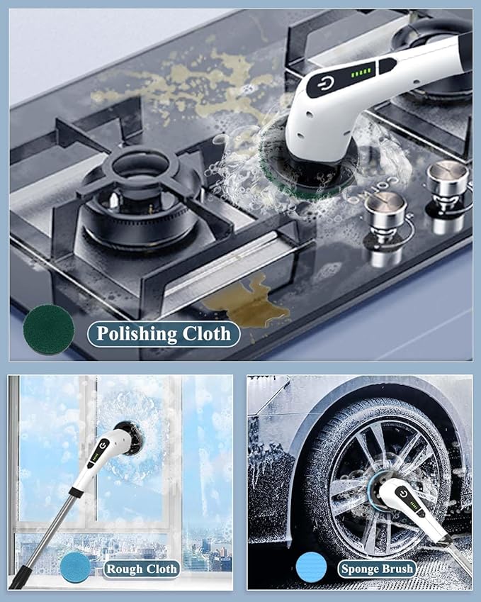 Electric Spin Scrubber for Cleaning Bathroom: Cordless Power Shower Scrubber - Electric Cleaning Brush for Tile Tub