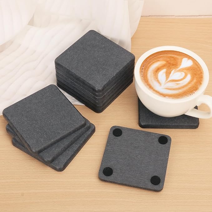 40 Pack 3.15" Square Diatomaceous Earth Coaster, Versatile Water Absorbent Diatomite Coaster, Premium Water Absorbing Bath Stone Mat for Modern Home by KUKLIPJIM