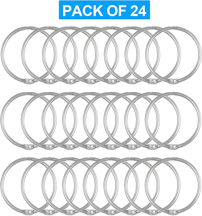 24 Pack Shower Curtain Rings, Rustproof Decorative Shower Curtain Hooks Metal Round Shower Ring Hooks for Bathroom Shower Rod (Chrome)