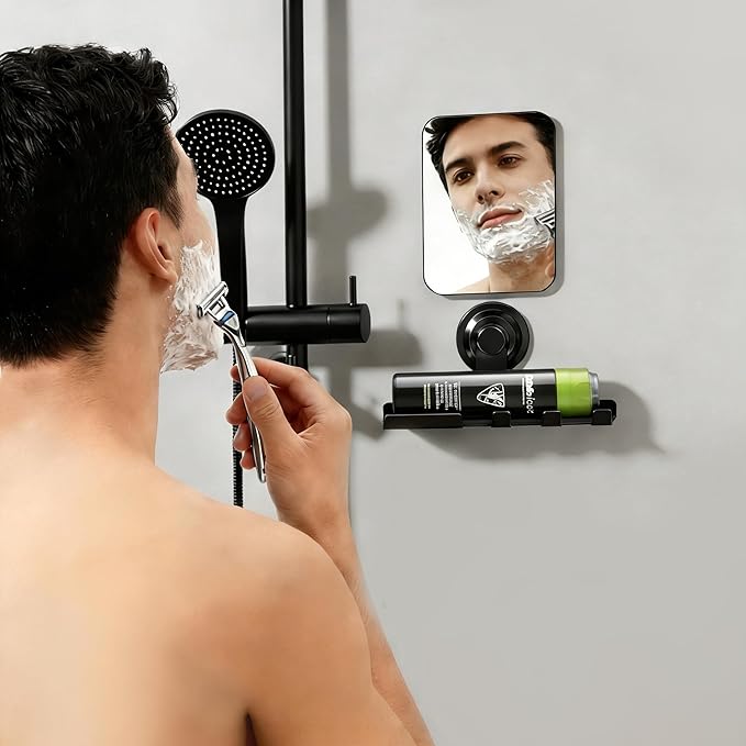 DELITON Suction Cup Razor Holder for Shower, Powerful Suction Cup Hooks for Towel, Loofah, Razor, Reusable Shower Hooks for Bathroom Kitchen