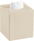PU Leather Tissue Box Cover Square Tissue Box Holder with Magnetic Closure, Decorative Tissue Holder for Bathroom Bedroom Office (Beige)