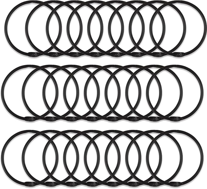 24 Pack Shower Curtain Rings, Rustproof Decorative Metal Round Shower Curtain Hooks for Bathroom Shower Rod (Black)