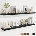 Fun Memories 55 Inch Fireplace Mantel Shelf -Long Floating Shelves, Deep Wall Mounted Farmhouse Display Shelves with Invisible Heavy Duty Metal Bracket, Black, 2 Pack