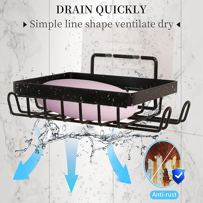 Soap Holder Self Draining Soap Dish Razor Holder for Shower Wall Not Punched Easy Clean Bar Soap Holder Fit for Bathroom, Kitchen Sink