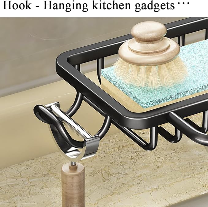 Faucet Sponge Holder Kitchen Sink Caddy Organizer Over Faucet Hanging Drain Rack (Normal, Silver)