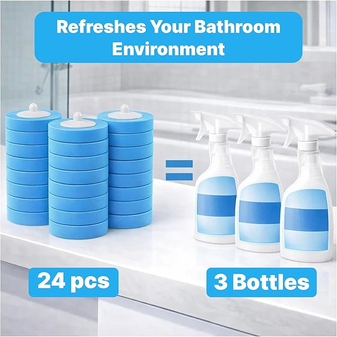 CiLoN Wall-Mounted Disposable Toilet Brush Kit and Sponge Head Refills. (24pcs Refill Heads)