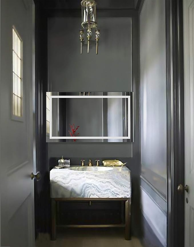 Krugg | 42 Inch X 24 Inch LED Bathroom Mirror | Lighted Vanity Mirror Includes Dimmer & Defogger | Wall Mount Vertical or Horizontal Installation