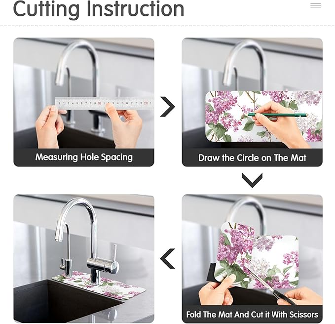 White Pink Lilac Kitchen Sink Splash Guard Faucet Mat Diatomite Absorbent Pad for Bathroom RV 14.7x5.4in 2PCS water