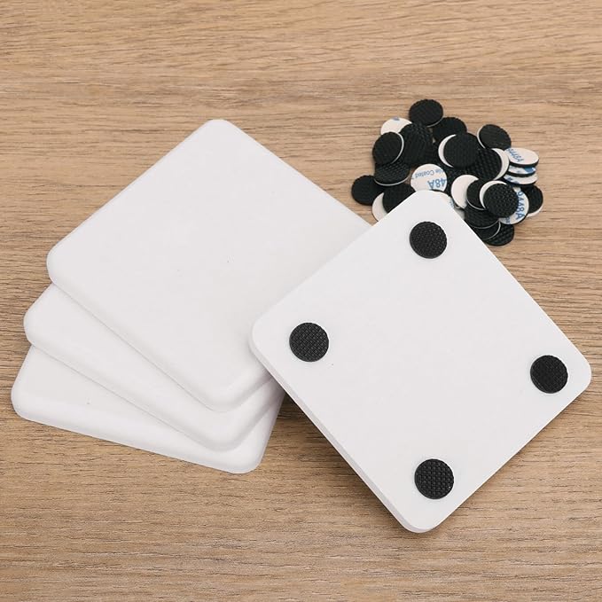 40 Pack 3.15" Square Diatomaceous Earth Coaster, Versatile Water Absorbent Diatomite Coaster, Premium Water Absorbing Bath Stone Mat for Modern Home