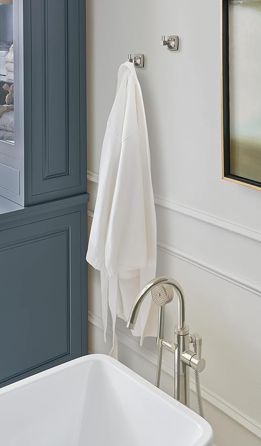 Amerock BH36090G10 | Brushed Nickel Single Robe Hook | 2-1/4 in. (57 mm) Length Towel Holder | Stature | Towel Hook for Bathroom | Bathroom Hardware | Bath Accessories