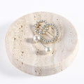Koville Small Travertine Jewelry Dish, 4" Round Trinket Dish for Ring Necklace Earring, Beige Travertine Soap Dish for Bathroom Kitchen, Natural Stone Small Decorative Dish