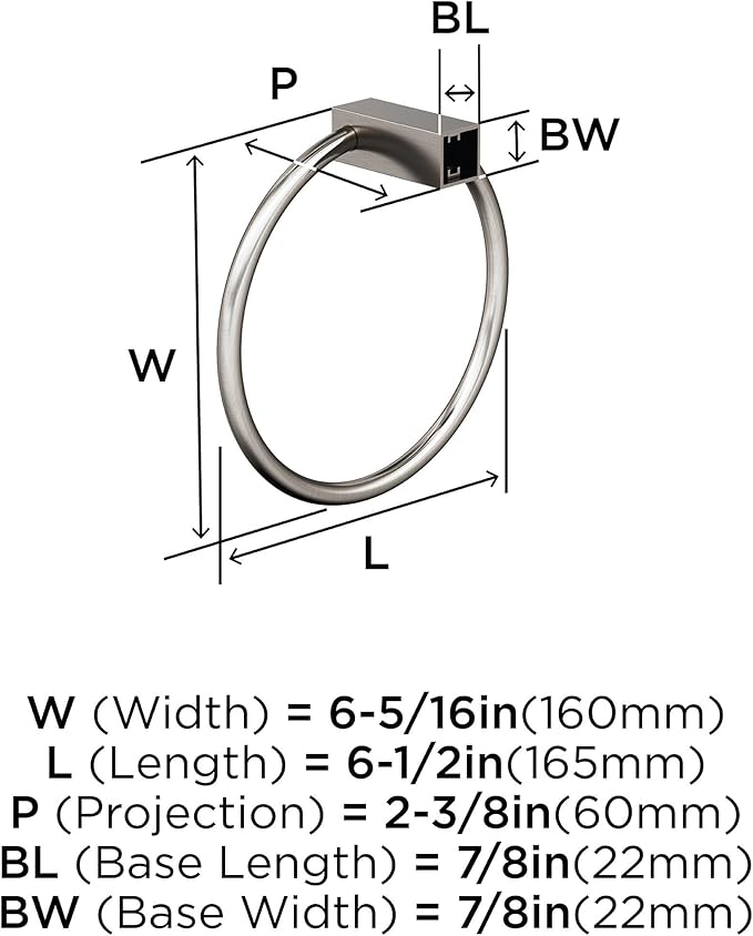 Amerock BH36082G10 | Brushed Nickel Towel Bar | 6-1/2 in (165 mm) Length Towel Holder | Monument | Hand Towel Holder for Bathroom Wall | Small Kitchen Towel Holder | Bath Accessories