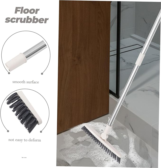 Handle Rotatable Floor Scrub Brush for Cleaning Bathroom Shower Window Tracks Stiff Bristles for Stubborn Grout Hard Reach Areas Lightweight Portable Design