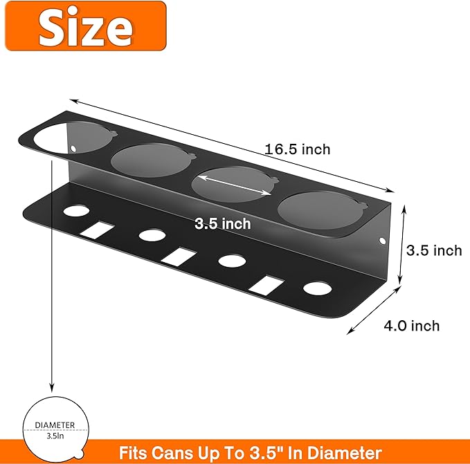 Ultrawall Spray Can Holder Rack, Wall Mounted Spray Bottle Holder, Garage Wall Mount Shelf, Utility Storage Rack, Tool Storage Rack