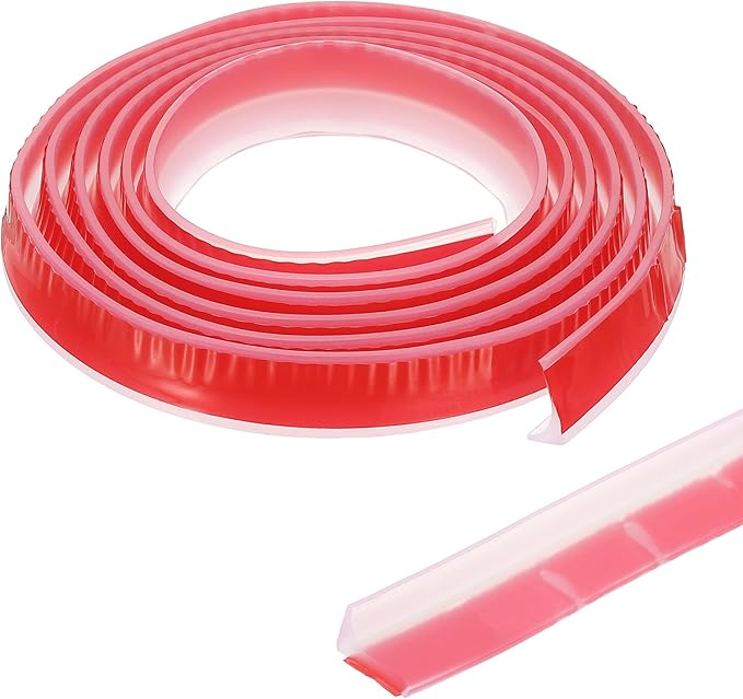 PATIKIL 118 Inch Collapsible Shower Threshold Water Dam Guard, Shower Stopper Barrier Self Adhesive Sink Splash Guard for Frameless Shower Door Bottom, Clear (0.8"Wx0.5"T)