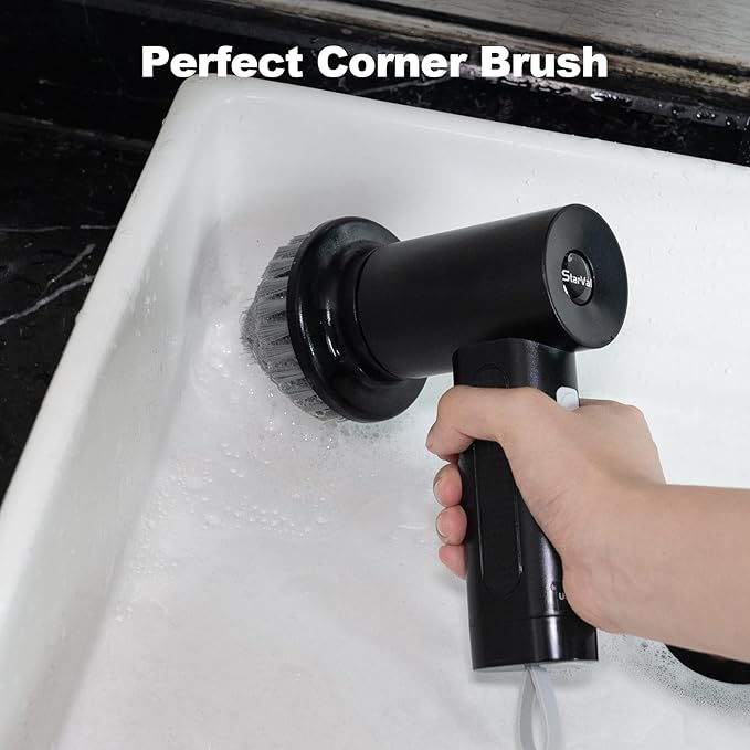 2Pcs Corner Brush Heads Set for Electric Spin Scrubber Cleaning Corners Gap Edge, and Hard-to-Reach Places(Black)