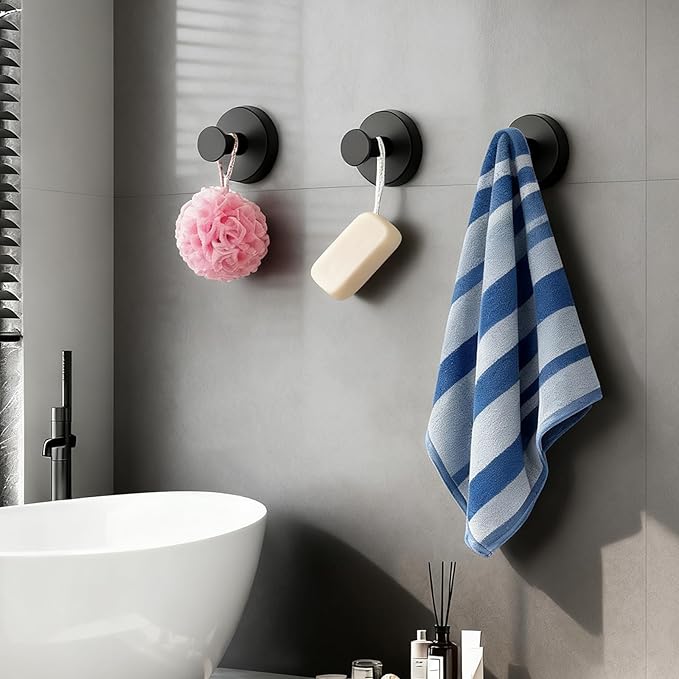 Eyesoul Hold No-Drill Hook Stainless Steel Waterproof Suction Cup Hooks for Shower Bathroom Kitchens Hanging Towels Suction Cup Hooks