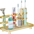 Electric Toothbrush Holder for Bathroom Countertop 5 Metal Slots Toothpaste Razor Mouthwash Organizer, Gold