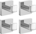 Nolimas Towel Hook Stainless Steel Bathroom Rustproof Clothes Towel Coat Hook Wall Mounted Square Toilet Kitchen, Heavy Duty Door Hanger, 4 Pack, Chrome Polished