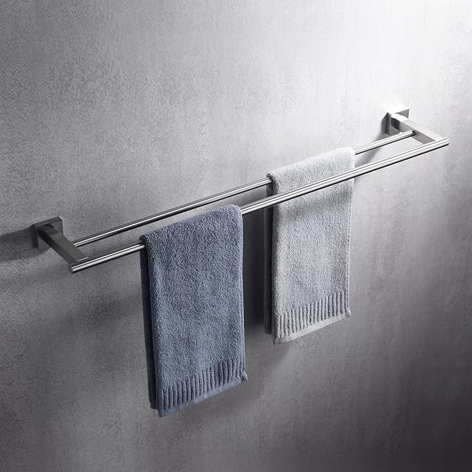 Miyili 30-Inch Bathroom Double Towel Bar Brushed Stainless Steel Bath Towel Rack Holder Wall Mount, A02N75B