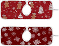 2 PCS Kitchen Sink Splash Guard 14.9 Inch Faucet Mat for Kitchen Sink Bathroom Sink Faucet Absorbing Drip Drain Mat Pad Microfiber Soft Washable Red Christmas Gingerbread Snowflakes