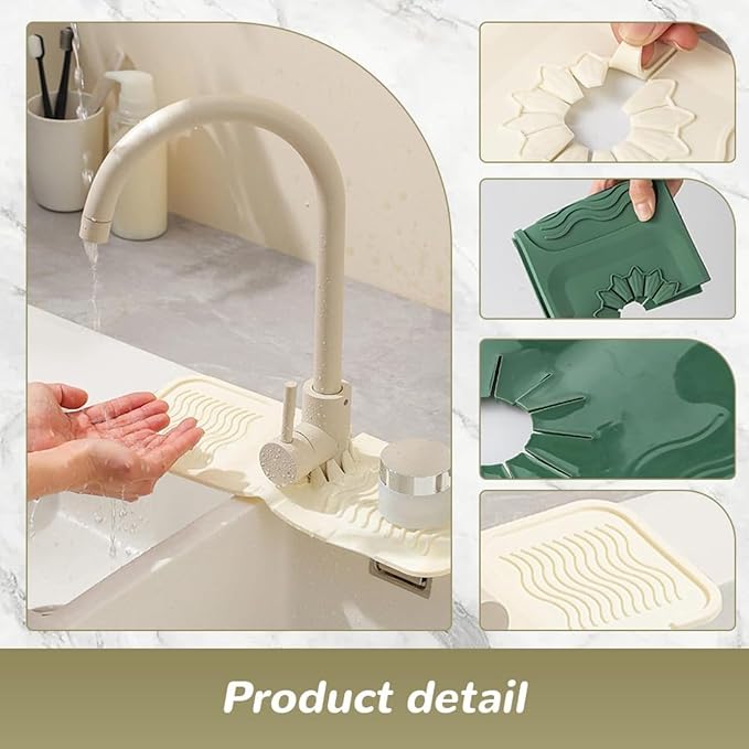 Kitchen Sink Splash Guard - Foldable Silicone Faucet Cover & Drip Tray, Water Diverter Mat for Kitchen & Bathroom Sink, Keep Countertop Dry, 14.5"x5.31"x0.2" (Gray,S)