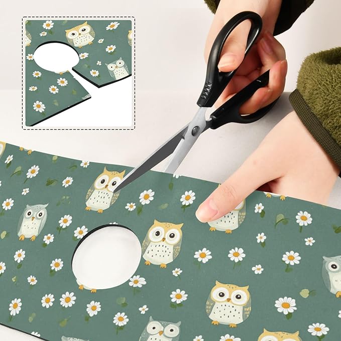 Kitchen Sink Splash Guard 1 PC 14.7 Inch Sink Faucet Mat Splash Guard for Bathroom Countertop Water Absorbent Foldable Cuttable Soft Washable White Daisy Flower Owls