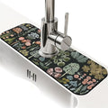Kitchen Sink Splash Guard，Plants flowers and trees Faucet Mat Sink Gadgets-Super Absorbent Fast Drying Mat Drip Catcher for Kitchen, Bathroom,Sink Mat, Dish Drying Mat, Bathroom(15" X 5.5" )
