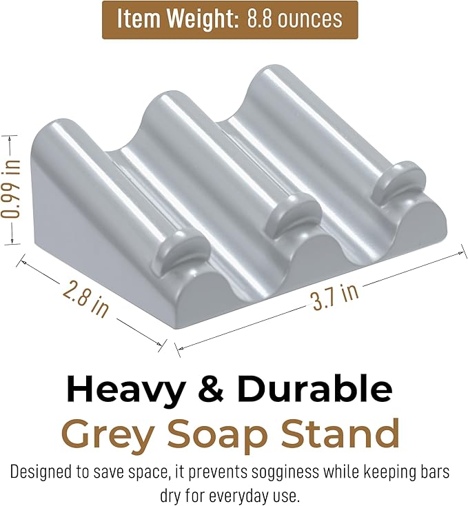 DOXOLOGY Gray Marble Soap Dish Bathroom Organizer - Resin Soap Dish with Rectangular Design 3.7" L x 2.8" W - Self Draining Soap Dishes Keeps Countertop Neat - Marble Look Soap Tray for Sink