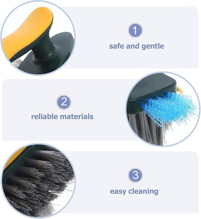 Crevice Cleaning Brush for Small Spaces with Hard Bristles Long Handle Scrubbing Brush for Bathroom Sink and Window Groove Cleaning Yellow-Green