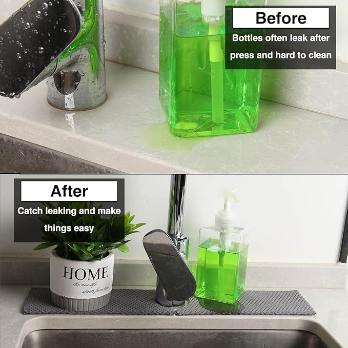 28'' Kitchen Faucet Absorbent Mat, Sink Splash Guard, Microfiber Faucet Handle Drip Catcher, Kitchenguard Tray, Water Drying Pads, Counter Protector for Kitchen, Bathroom, and RV